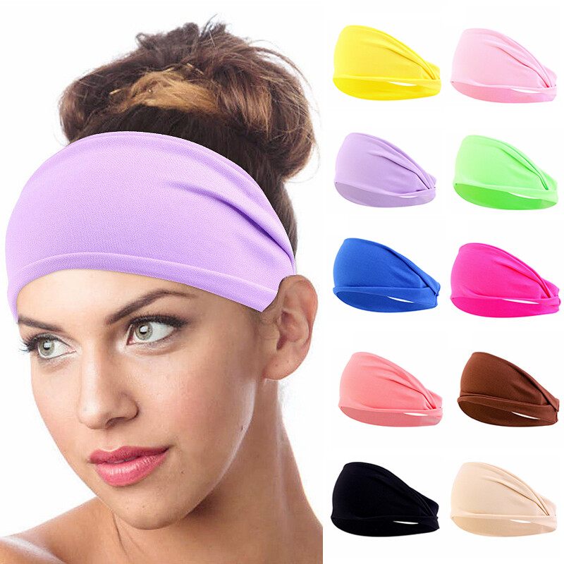 Women's Wide Elastic Yoga Headband for Sports and Fitness