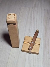 Set Of 2 Vintage Wooden Toys Train Whistle & Fidget Toy