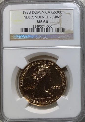 1978 Dominica $300 Gold NGC MS66 Mintage just 18 pieces