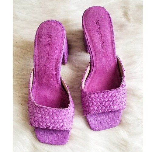 Jeffrey Campbell Melange Raffia Woven Slide Sandal Lilac Purple | eBay