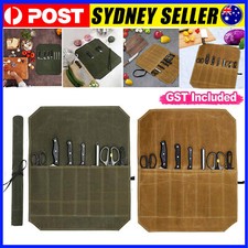 7 Slot Japanese Chef Knife Roll Bag Waxed Canvas Knife Storage Case Carry Bag AU