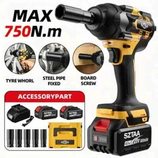 SZTAA Wireless Impact Wrench, 1/2 Inch Brushless Power Impact Driver, Torque 750