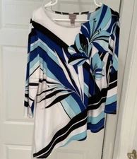 Easywear By Chico’s Artistic Luxe Tunic 3/4 Sleeve Scoop Neck L-2