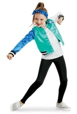 SC DANCE Color-block varsity Bomber jacket with leggings on Camisole unitard AA5