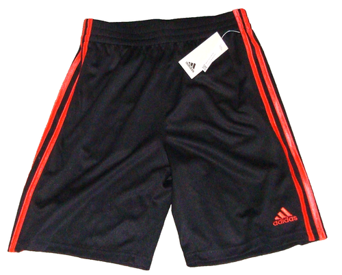 Adidas Shorts Boys LARGE (14/16) Black Classic 3 Stripes Mesh Athletic NWT
