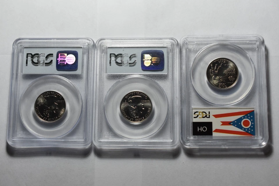 2000 P, 2001 p and 2002 P South Carolina, Vermont, Ohio Quarters All PCGS MS 67 - Image 2 of 2