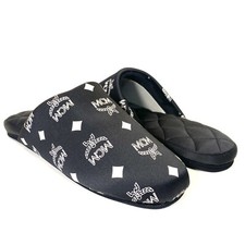 MCM Unisex Visetos Logo Silk Room Slippers Black MSRP 260 