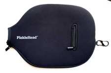 Pickleball Paddle Raquet Cover in black neoprene with pocket and carabiner - NEW