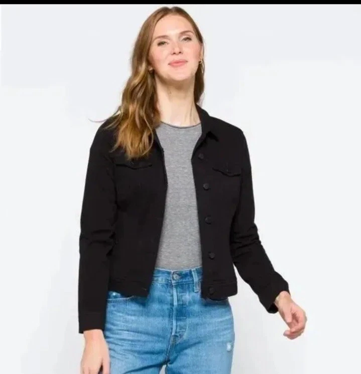 Liverpool Kolten Denim Jacket Black Stretch Dark Wash Size Large New  Without Tag | eBay