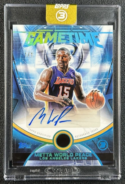 1/1 Metta World Peace 2025 Topps Three #GT-MW Game Time Auto Platinum 1/1 Lakers