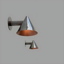 Pair Mid-Century Brass Cone Wall Sconce Italian Modern Light Fixture Wall Lamp