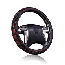 car Steering Wheel Cover Faux Leather Massage Universal fit 3D Red with Black