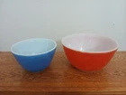 Vintage Pyrex Bowl Red and Blue Nesting Bowls Used Condition