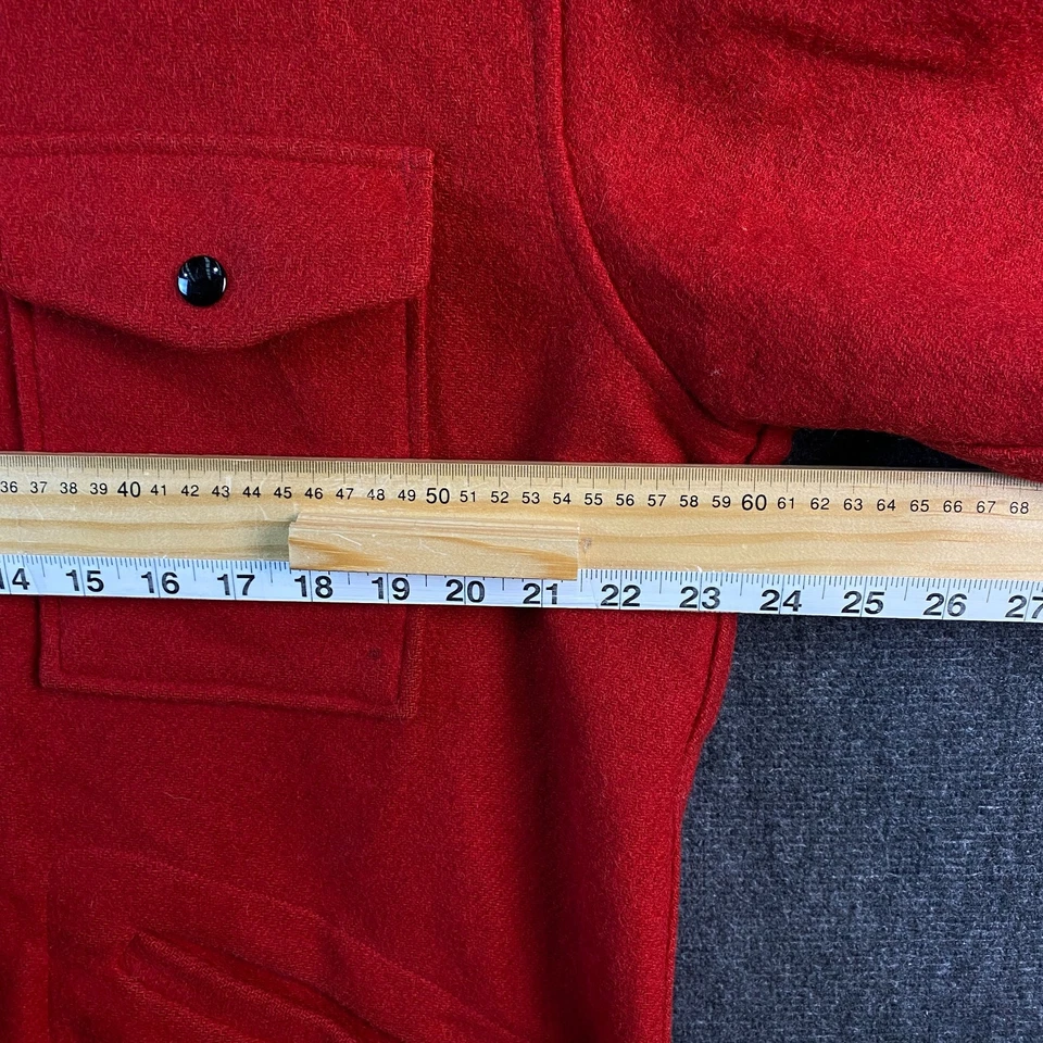 Vintage Pendleton Mens Medium Wool Chore Jacket Red Pockets USA 60s 70s - Image 3 of 4