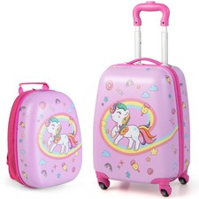 2 Pcs Luggage Set, 16" Carry-on Luggage Trolley Case & 12" Backpack w/Rolling...