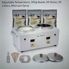 Double Wax Pots for Hair Removal, Adjustable Temp, Beads, sticks, Collars, spray