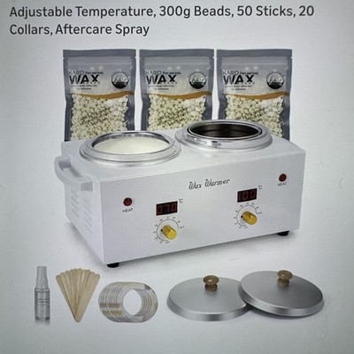 Double Wax Pots for Hair Removal, Adjustable Temp, Beads, sticks, Collars, spray