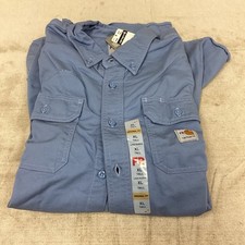 CARHARTT FRS160-MBL XLG TLL Flame-Resistant Collared Shirt Blue