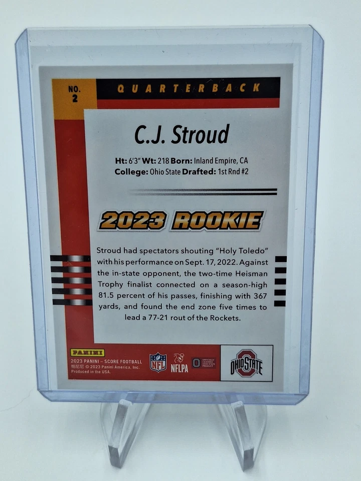 C.J. STROUD RC - 2023 Panini Score NFL - 2003 Throwback Rookie - Ohio State #2 - Image 2 of 4