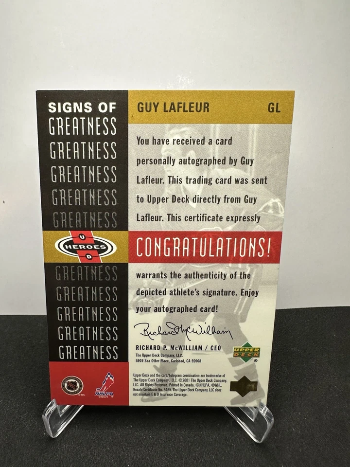 Guy Lafleur Authentic Signature Signs Of Greatness Heroes 2001 Upper Deck #GL - Image 2 of 2