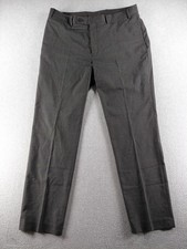 Calvin Klein Men's Dress Pants Size 36x30 Gray Plaid Slim Fit Flat Front 35x30