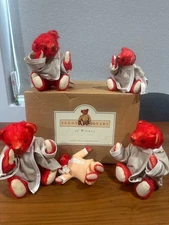 Set of 5 Teddy Bears of Witney Red Bears | Artist Handmade | No Certf (Ref.129)
