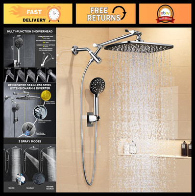 11.8'' Rain Shower Head & Handheld Combo, High Pressure, Multi Spray Modes, Chrom