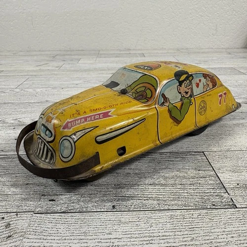 VINTAGE 1940'S MARX FRICTION WACKY TAXI TIN TOY CAR