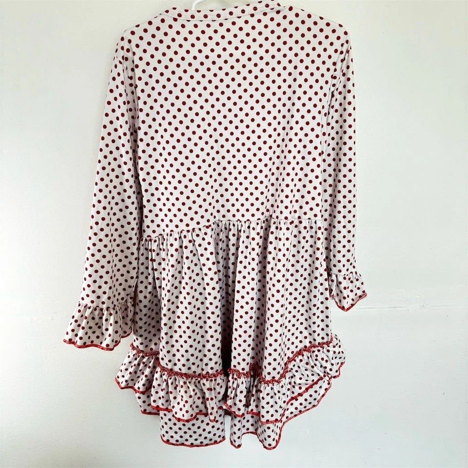 Vestido/camisa vintage de vacaciones a lunares rojos 3T de Martha's Miniatures para niñas Foto 2 de 3