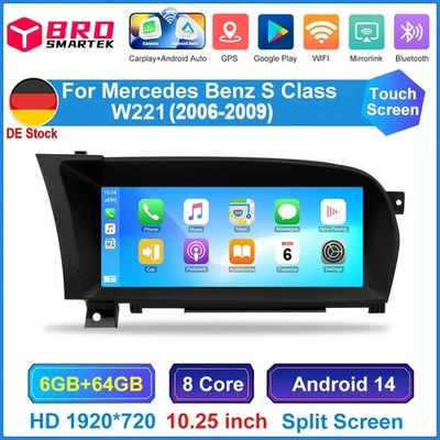 Per Mercedes Benz Classe S W221 NTG 3.0 10.25" Android 14 64GB Autoradio GPS 4G