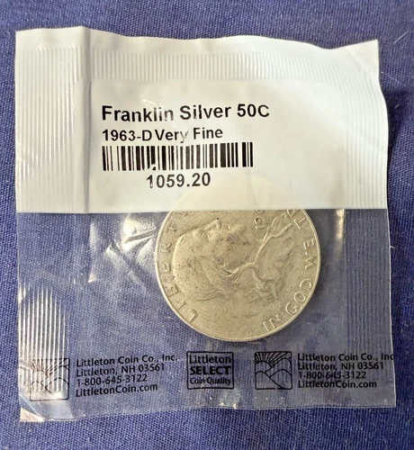 1963-D Franklin Half Dollar 50 Cent Coin 90% Silver VF