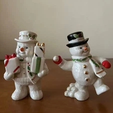 Lenox 2021 Snowman Annual Xmas Tree Snowball Fight Collectible Ceramic