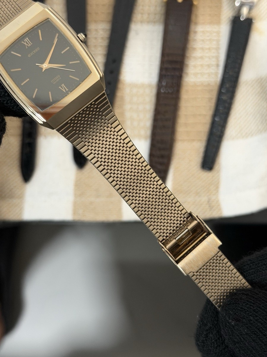 Vtg 1981 Citizen Exceed Quartz 4-798392 Men's Mesh Bracelet Watch