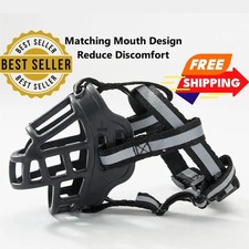 Large Pet Dog Basket Muzzle Mouth Cover Mesh Cage NoBarking Biting Chewing Black