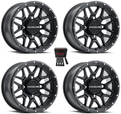 Raceline Krank 15'' UTV Wheels/Rims Black Can-Am Maverick X3 (4)