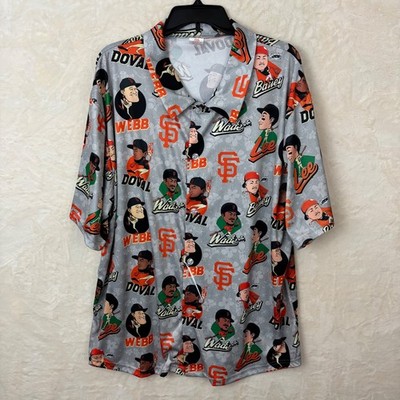 SF Giants Aloha Shirt MLB Baseball Players Men's Sz XL Button Up All Over Print