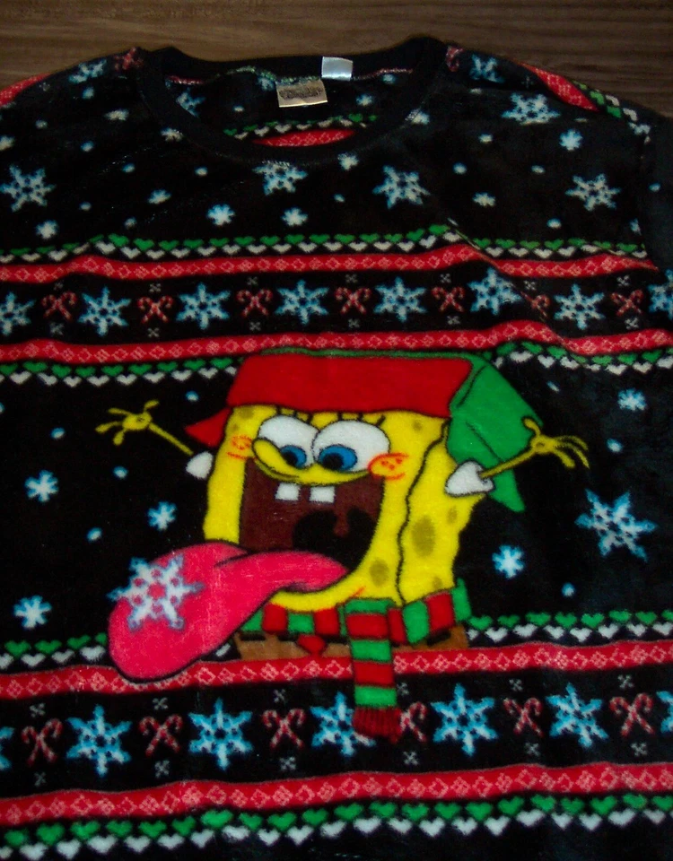 ¡SUAVE! MUJER ADOLESCENTE BOB ESPONJA PANTALONES CUADRADOS NAVIDAD Sudadera XL NUEVO con ETIQUETA Foto 2 de 4
