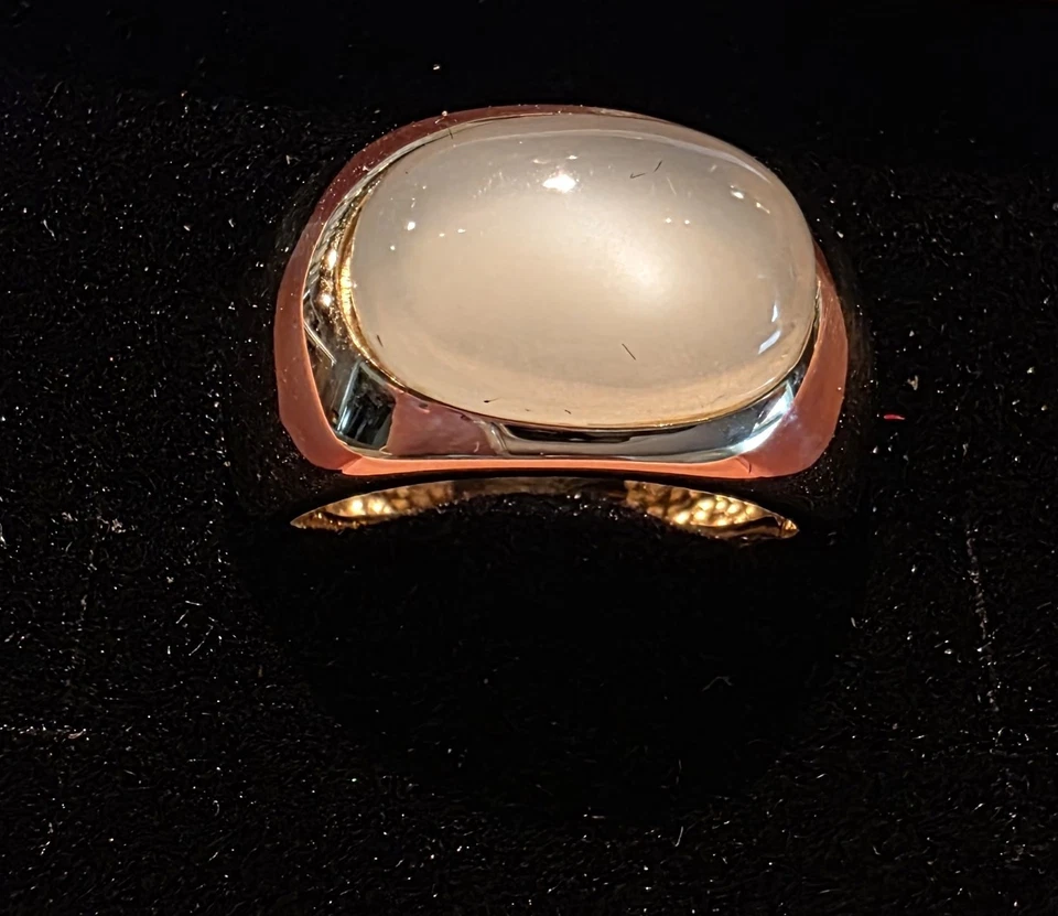 Ring Gelbgold mit Mondstein, Bandring 585 - Bild 2 von 4