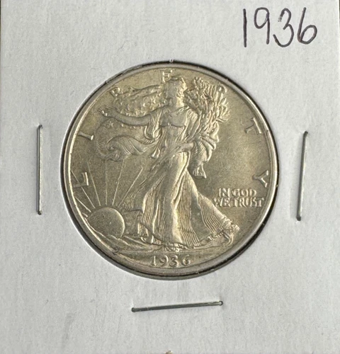 1936 Walking Liberty Half Dollar 90% Silver Great Coin No Reserve 2x2 Holder