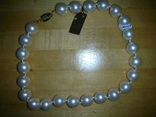 MONET Ivory Color Double Strung Knotted Glass Pearls 16" 14kt gf clasp