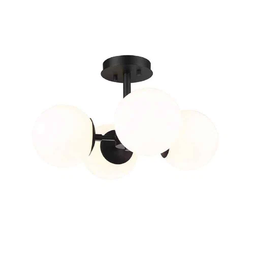 Z-Lite 18 in. 4-Light Matte Black Semi-Flush Mount with Matte Opal Glass - Picture 1 of 9