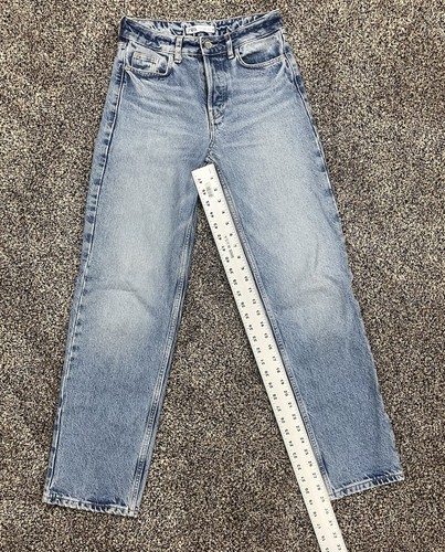 Zara Woman’s Jeans High Rise Straight Leg Size 0 Y2K Preppy Skater Retro Mom - Picture 4 of 8