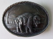1980 The Great American Buckle Co Chicago Brass Buffalo Belt Buckle USA SN 468