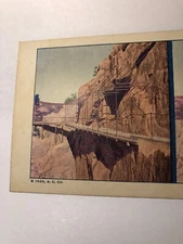 Vintage 1925 Hanging Bridge Near Otai Dam Southern California Stereoview Card