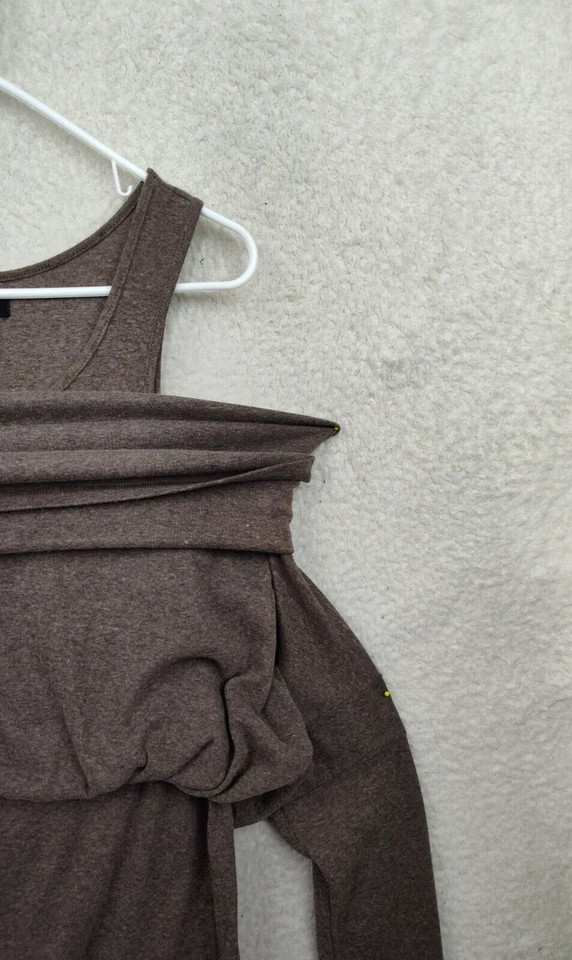 Ryu женщин платье средний коричневый хлопок смесь длинным рукавом холодные плечи рукав мини - Изображение 3 из 4