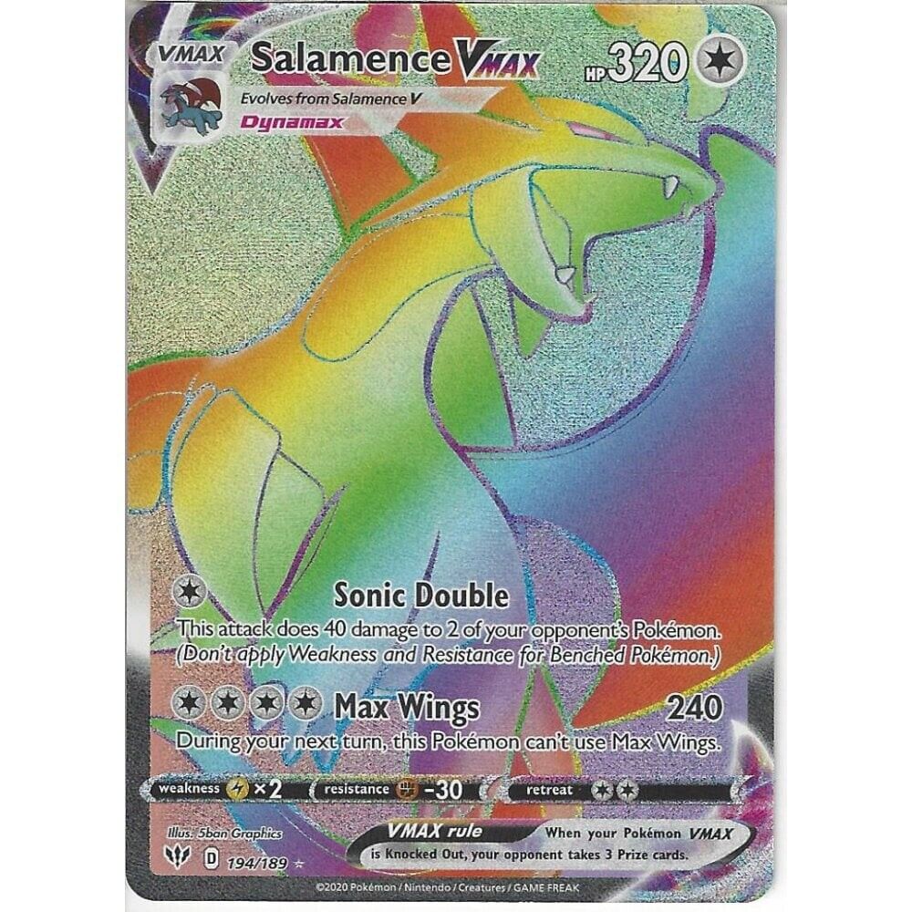 Carta Pokémon Salamence Vmax Rainbow Escuridão Incandescente