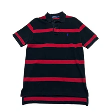 Polo Ralph Lauren Rugby Polo Shirt Mens Small Striped Red Black Casual Preppy