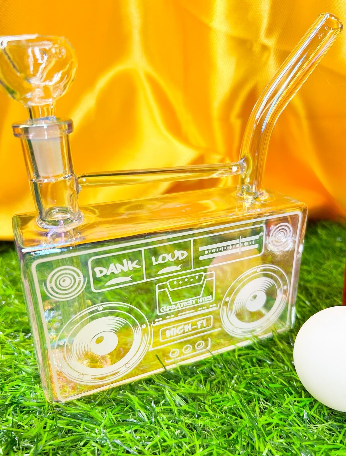 Iridescent Boombox Stereo Glass Water Pipe Hookah Glass Pipe Bong Rig