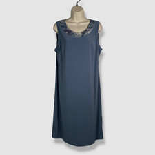 70 R M Richards Women's Blue Boat Neck Cap Sleeve A-Line Dress Size 12