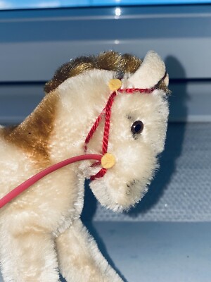 5” VINTAGE 50S STEIFF STUFFED ANIMAL HORSE PONY PINTO MOHAIR